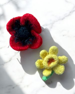 Poppy & Daffodil Brooches