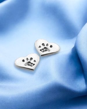 Paw Print Heart Studs