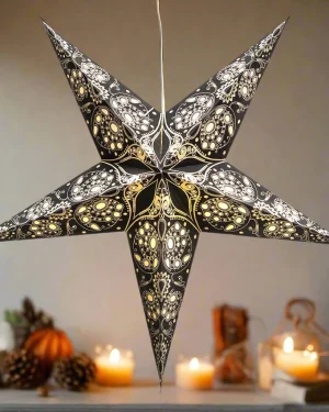 Lace Black & Antique White Star Light