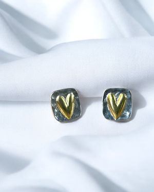 Rectangular Heart Studs