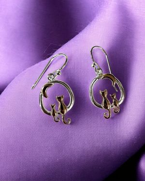 Cats On The Moon Earrings