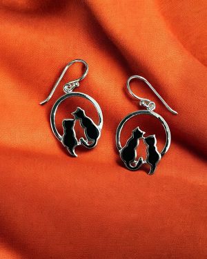 Cats On The Moon Earrings