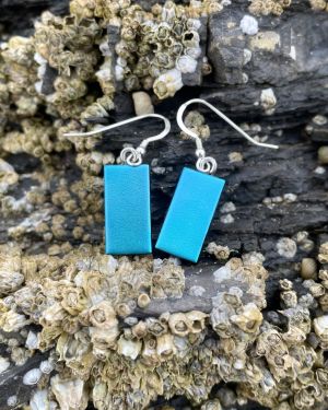 Turquoise Dichroic Glass Earrings