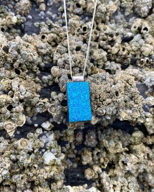 Blue Dichroic Glass Necklace