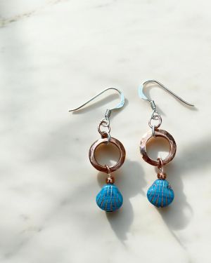 Copper Circle Shell Earrings