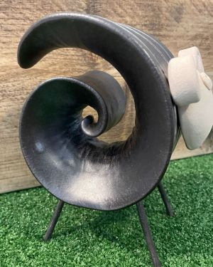 Large Ceramic Black Ram Ornament