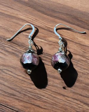 Pink Floral Glass Earrings