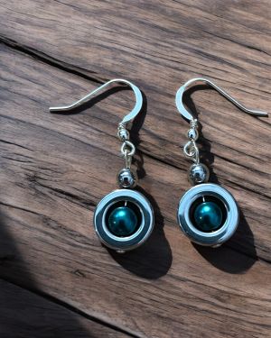 Dark Green Hematite Earrings