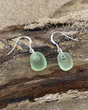 Green Sea Glass Earrings