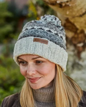 Classic Fairisle Natural Bobble Beanie