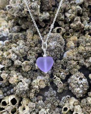 Purple Sea Glass Heart Necklace