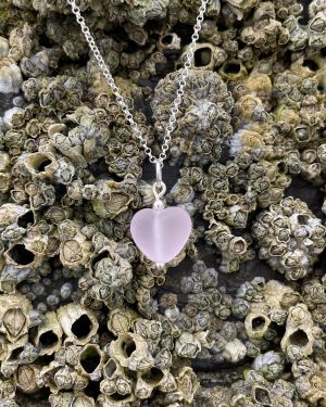 Pink Sea Glass Heart Necklace