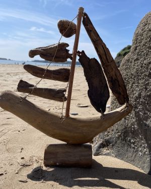 Large Driftwood Boat