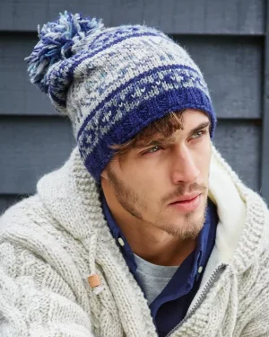 Stornoway Blue Bobble Beanie