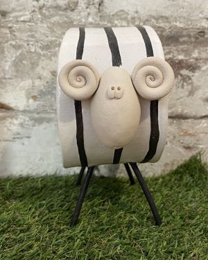 Large Ceramic White Ram Ornament