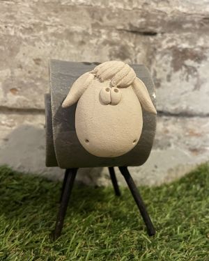 Ceramic Grey Sheep Ornament