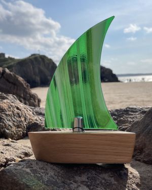 Clear Green Glass Boats