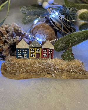 Tenby Houses Christmas Driftwood Decoration