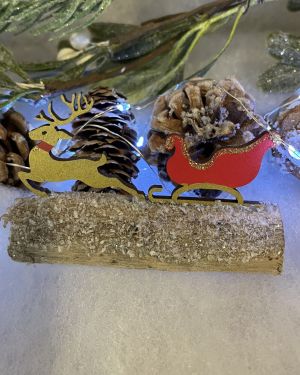 Festive Sleigh Christmas Driftwood Decoration