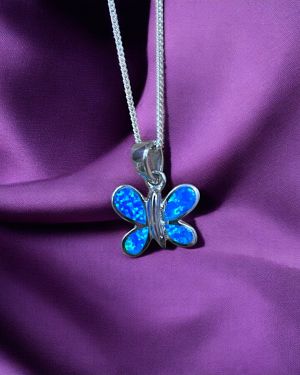 Blue Opal Butterfly Necklace