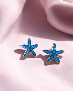 Blue Opal Starfish Studs