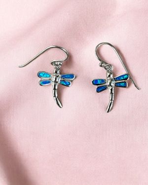 Blue Opal Dragonfly Earrings