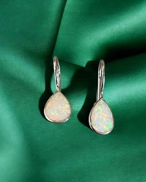 White Opal Teardrop Earrings