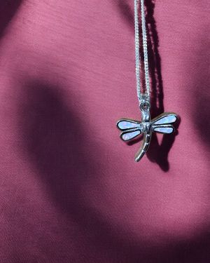 White Opal Dragonfly Necklace