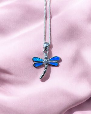 Blue Opal Dragonfly Necklace