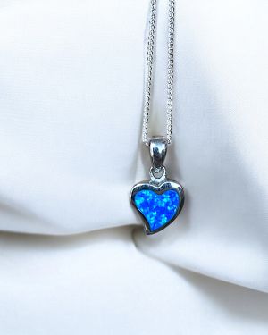 Blue Opal Heart Necklace