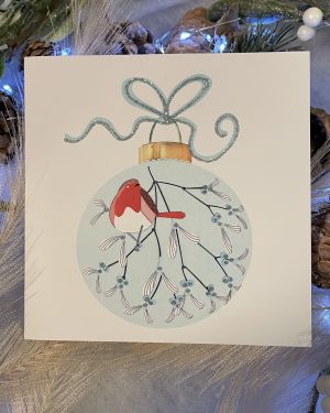 Blue Bauble Christmas Card