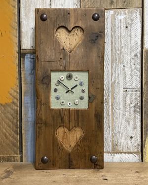 Double Heart Button Clock