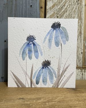 Blue Flower Watercolour Card