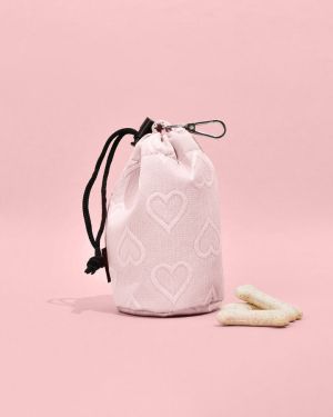 Baby Pink Heart Drawstring Treat Pouch