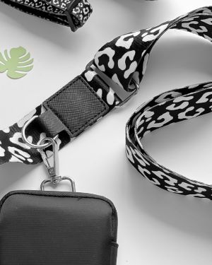 Black Leopard Dog Walking Bag Strap