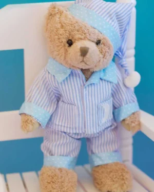 Teddy Bear With Blue Stripe Pyjamas